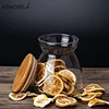 KEMORELA 1PCS Wood Lid Glass Airtight Canister Food Container Tea  Kitchen Storage Bottles Jar Sealed Grounds Jars Organizer 6