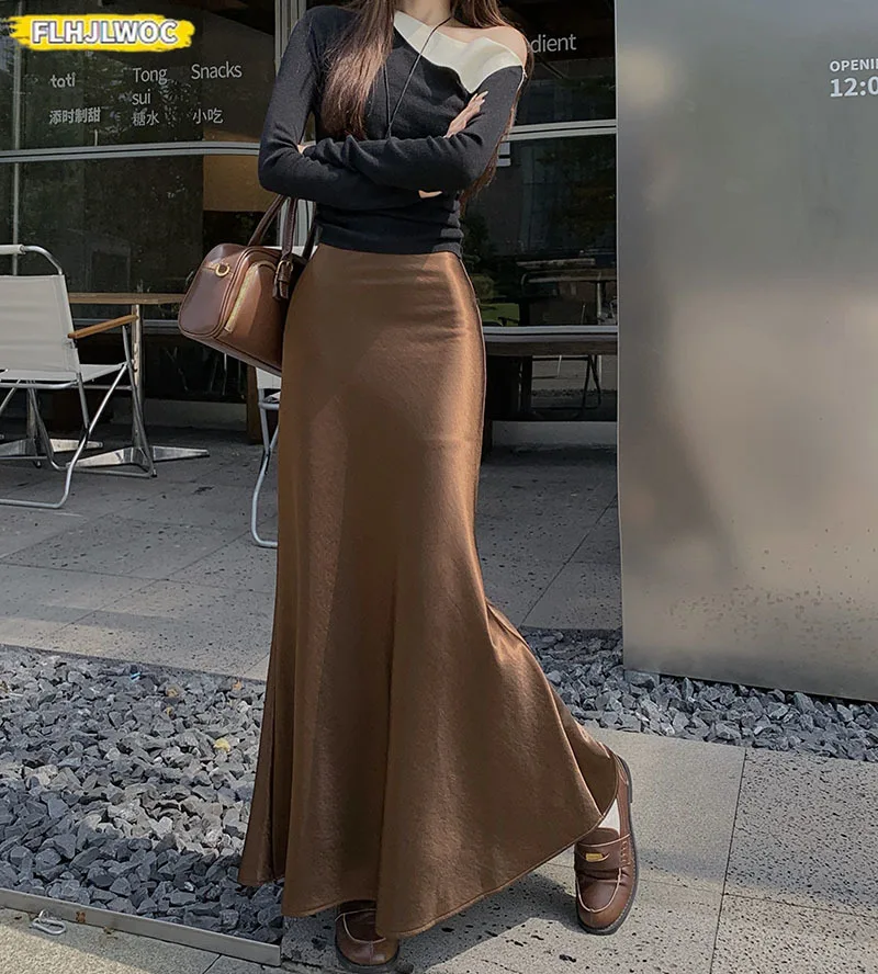 2025 Latest Korean Style Bright Mermaid Skirt Perfect for Slimming Shaping Woman Autumn Spring High Waist Sexy Long Maxi Skirts 3