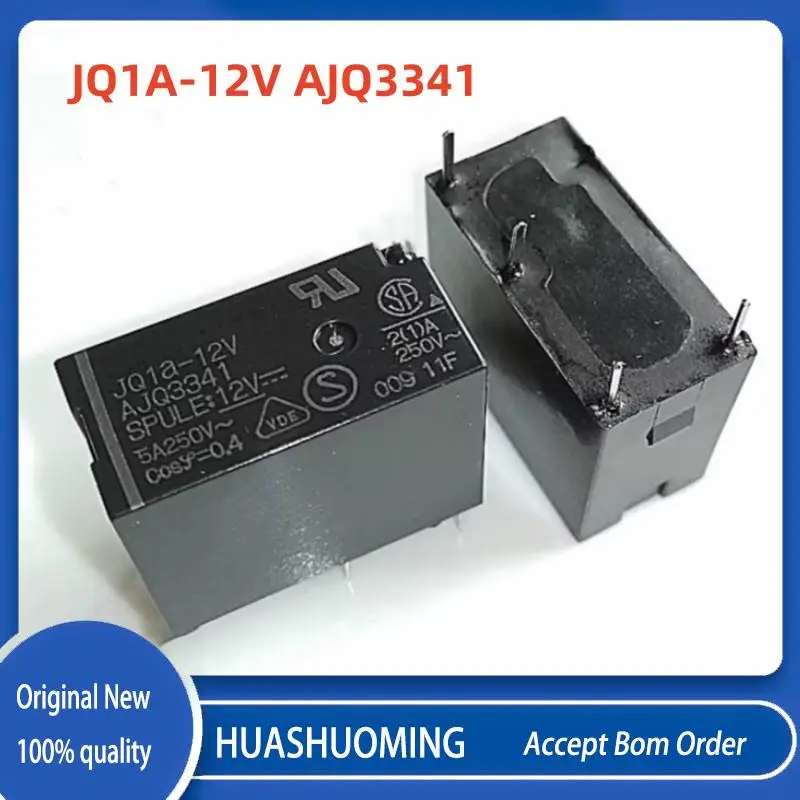 

10PCS/Lot New JQ1A-12V AJQ3341 JQ1A-12V-F AJQ3341F 5A250V 4PINS 12V