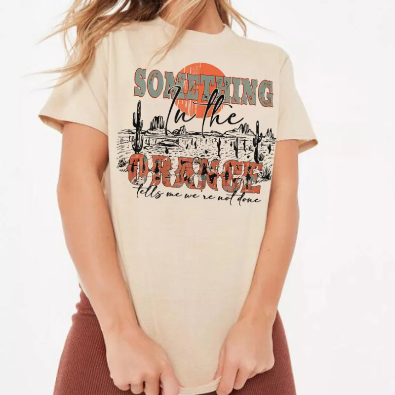 

Something Orange Angel T-Shirt Women Three Cherub Funny Women Stylish Letter Print Summer Cotton Short Sleeve Tees