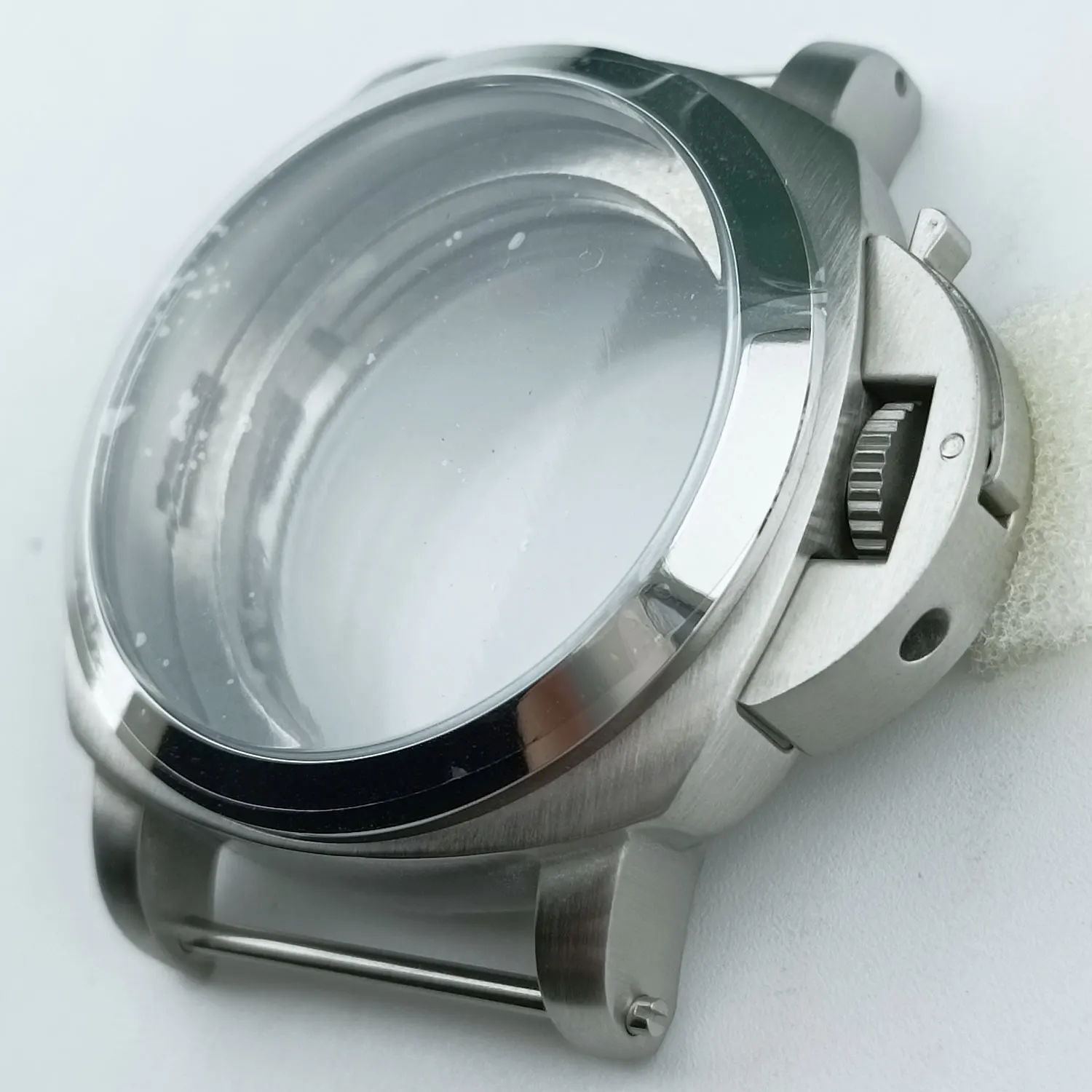 Silver Brushed Sapphire Glass Stainless Steel Watch Case, 45mm - Premium Watch Accessory