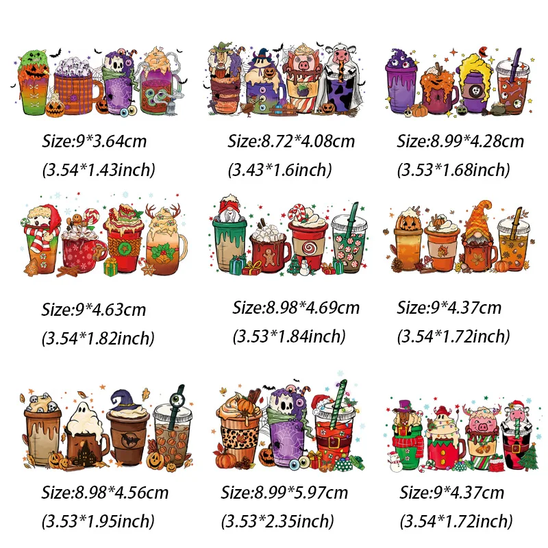 NewExquisite cartoon Halloween patterns iron on patch thermal transfer diy accessory washable arts stickers patches 9piece