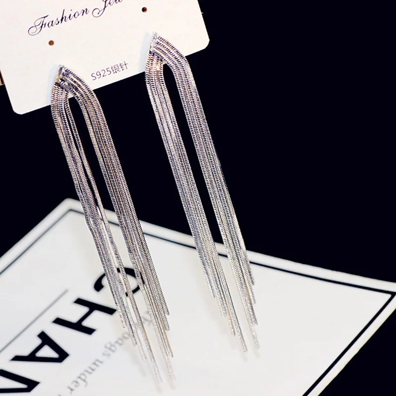 موضة لامعة طويلة الشرابة إسقاط أقراط للنساء كامل ح...