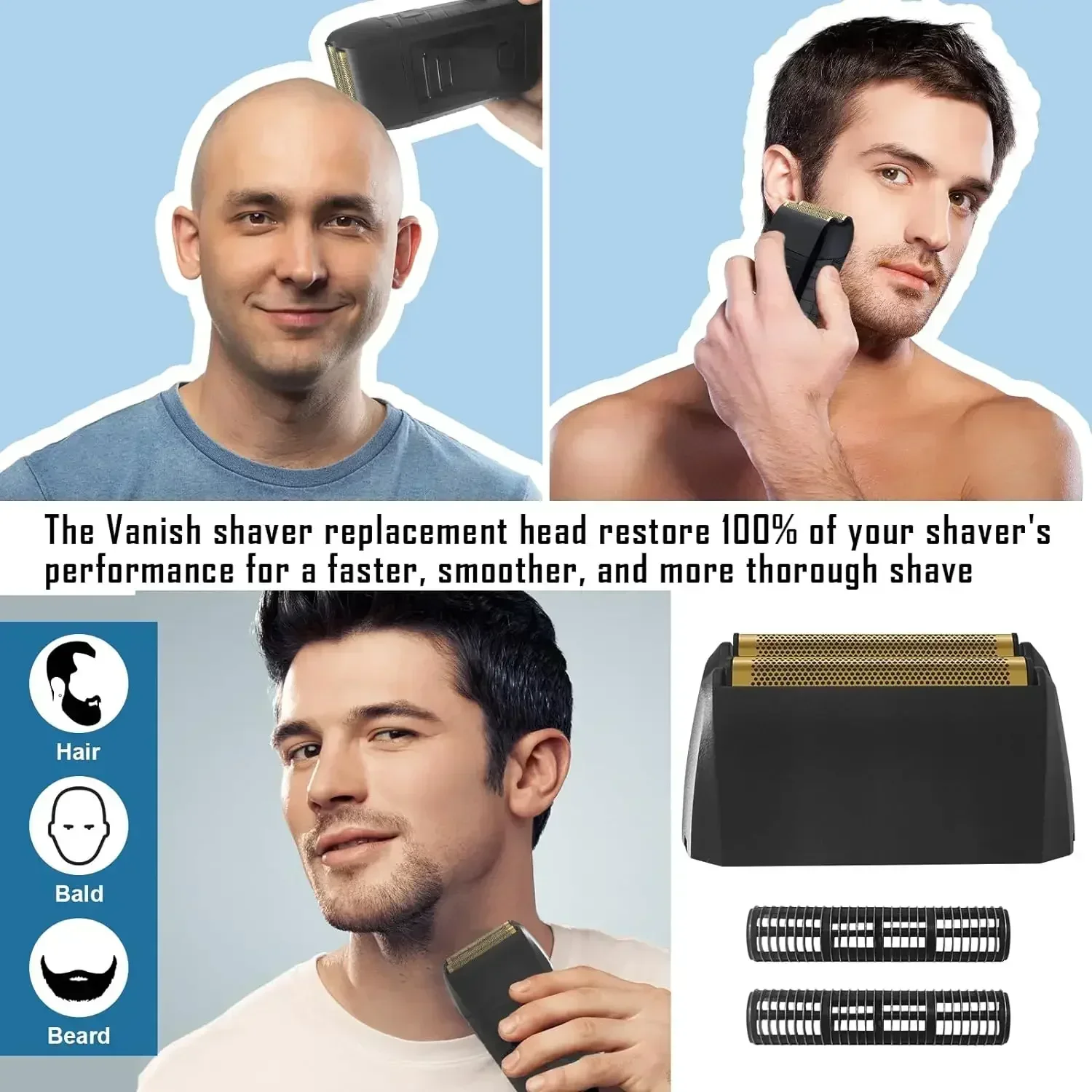 Electric Shaver Head Replacement Foil & Cutters Head Compatible With Wahl 5 Star Series Vanish Shaver 8173-700