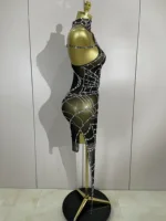 STOCK Sparkly Diamond Sexy Mesh Asymmetric Bodycon Mini Dress Women Nightclub Bar Party Show Gogo Dancer Clothing Stage Costume - Image 4