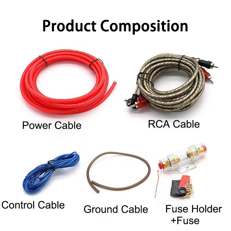 Power Cable 4.5m Amplifier Wiring 60Amp Fuse Holder Set Car Audio Wire Copper Clad Aluminum audio speaker cable audio speaker wiring kit car wire cable adapter audio cable electrical wire cable electronic wire cable car amplifier wiring kit