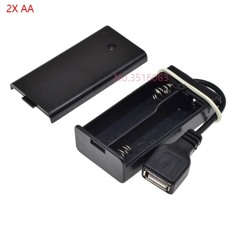 USB Female AA Battery Box Switch 1AA/2AA/3AA/4AA 1X/2X/3X/4X Slot Battery Holder Case Plug 1.5V/3V/4.5V/7V/9V/12V 1Pcs battery storage case battery case electrical box