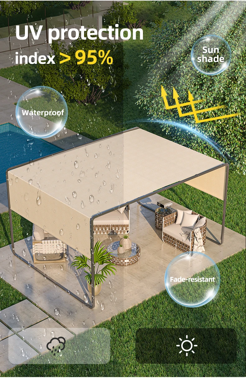 Pergola, Gazebo in Lega di Alluminio 6063-T5 Resistente 3x3x2.2m, Padiglione con Tenda Parasole Sunbrella Anti-UV per Giardino, Patio - immagine 6