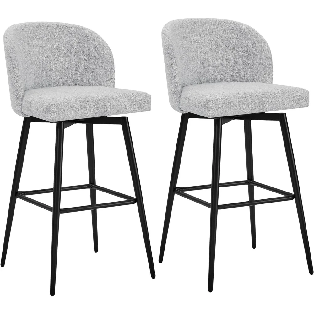 

Watson & Whitely Barstools Bar Height Set of 2, Upholstered 360° Swivel Bar Stools with Backs and Metal Legs, 30" H Seat Height