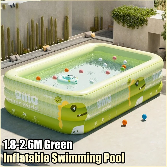 Piscine gonflable pour enfants en PVC de 2,1 à 2,6 m, mignonne, pour la cour, la maison, l'extérieur, grande piscine pour la famille, bain pour bébé, baignoire intérieure 1