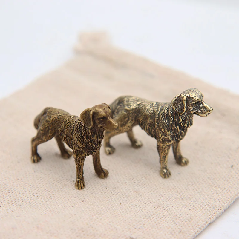 Dog Statue Ornament Antique Bronze Pure Copper Desktop Handmade Vintage Brass Hound Home Decor