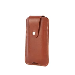 Premium Leather Waist Pack with Belt Clip - Stylish Universal Phone Pouch Holster (BR)