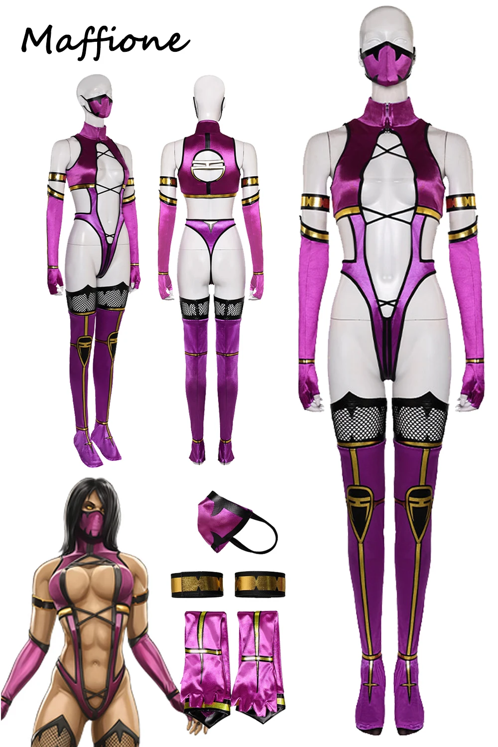 Game Mortal Cos Kombat MK9 Mileena Cosplay Women Costume Disguise Sexy Jumpsuit Mask Set Adult Female Halloween Roleplay Outfits