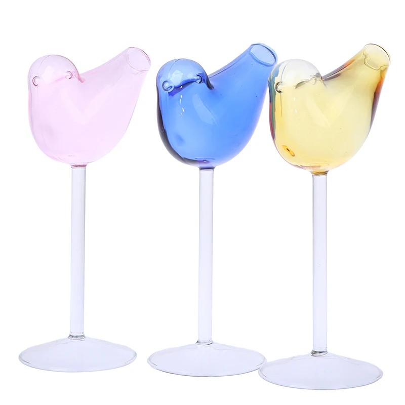 Bird Cocktail Cup Bird Cup Transparent Bird-shaped Cocktail Lead-Free Elevated Wine Glass Bird-shaped Glass BarDrinkware 1Pc