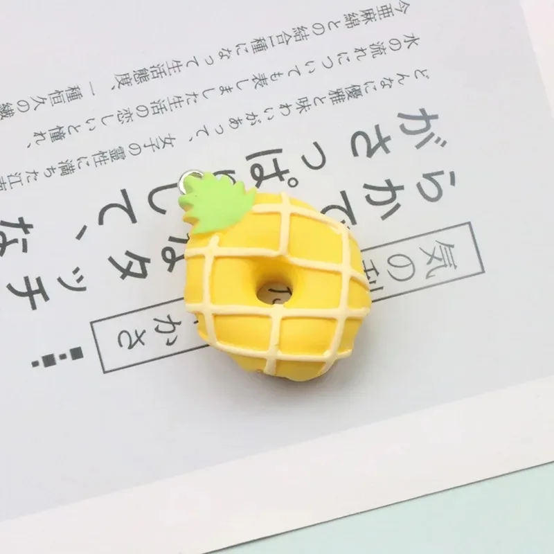 10개입 귀여운 시뮬레이션 과일 꽃 도넛 플랫백 레진 카보숑 장난감 스크랩북 DIY 보석 전화 장식 액세서리