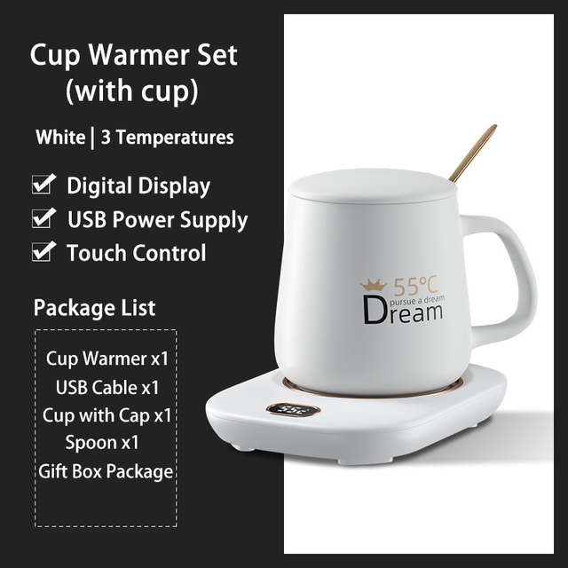 Coffee Cup Warmer 3 Temperature Settings Beverage Mug Warmer for Cocoa Tea Water Milk for Home Office Desk Use Heating Plate