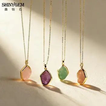 Crystal Gemstone 18K-Gold-Plated Pendant 1