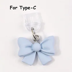 Colorful Bow Tie Phone Dust Plug - Charming Digital Accessory and Charging Port Protector (Blue for Type - C)