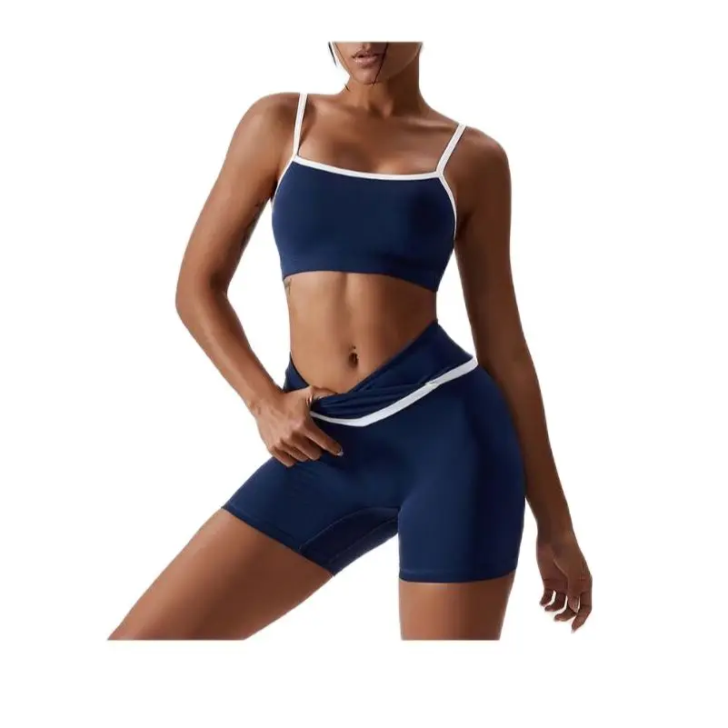 Spring Summer New Women's Fashion Patchwork Color Tight Running Sports Quick Dry Fitness Yoga Suit