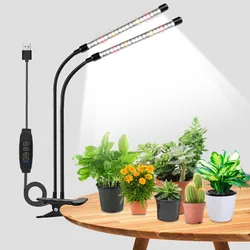 Indoor LED Grow Light with Full Spectrum and Adjustable Timer - 2Pack (Red and White)