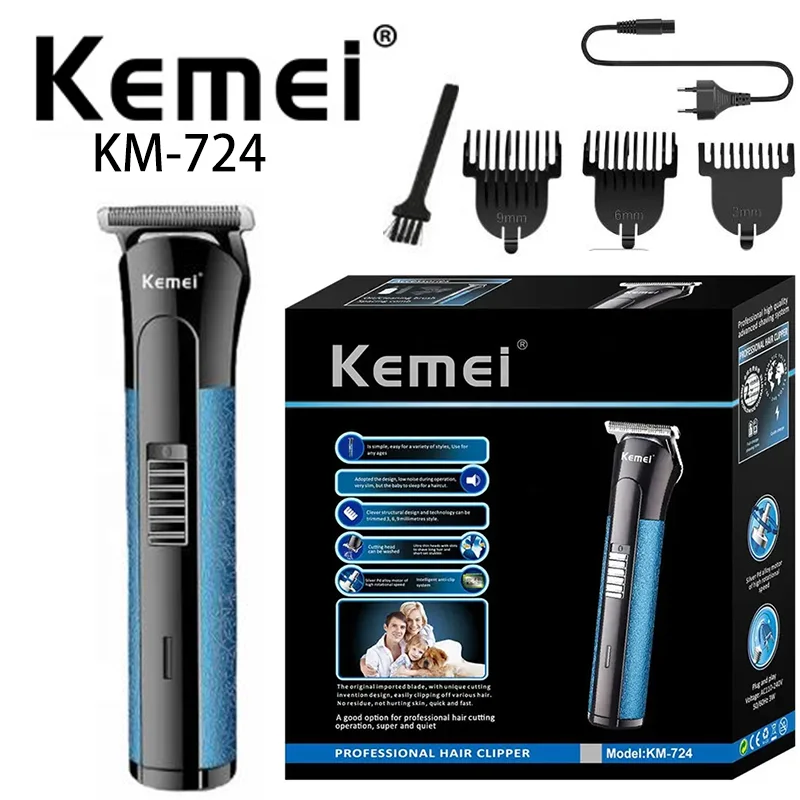 Kemei KM-724 Factory Direct Selling High Quality Carbon Steel Cutter Head Cordless Electric Hair Clipper hot selling surgical endoscopic linear cutter stapler