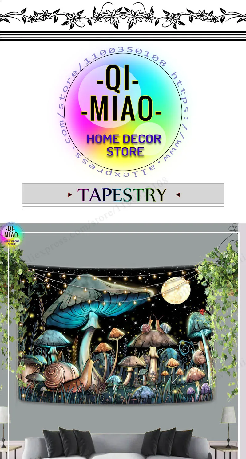 Psychedelic Pilz Tapisserie Divination Psychic Wand Hängen Hippie Boho Nette Raum Dekoration Magie Wandteppiche Art Home Decor – Detail 2