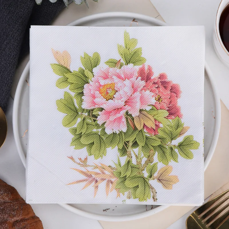 Colourful Napkins Printed Square Paper Napkins Restaurant Floral Facial Tissue Hotel Wedding Table Setting Pure Wood Pulp Paper