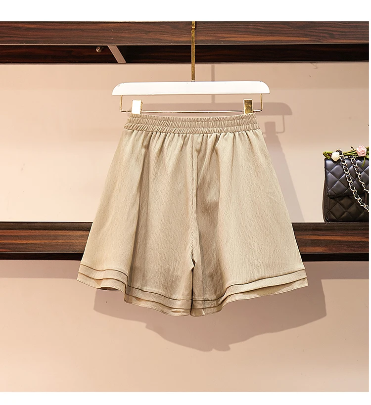 Loose Leisure Solid Shorts Women High Elastic Waist Summer Chiffon Lace-up All-match 4XL Sweet Korean Style Chic Fashion Flare