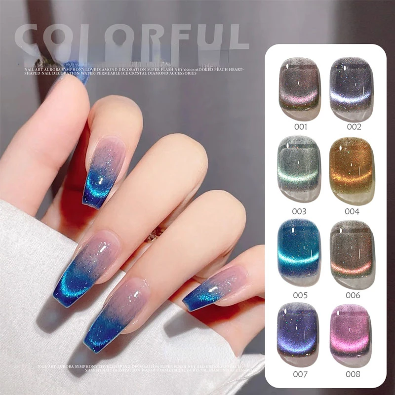 Esmalte de uñas en Gel magnético para decoración de uñas, esmalte de uñas  en Gel UV de cristal azul, Ojo de gato, arcoíris, variedad de pegamento| |  - AliExpress