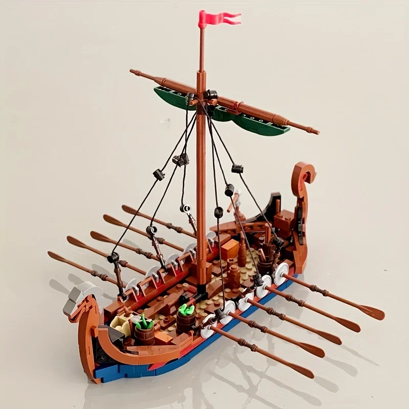 Moc mittelalter liches vikinged Schiff 463 pcs Ozean Abenteuer Navigation Boot Bausteine Bildung Kind Ziegel Spielzeug Anzug Erwachsenen Geschenk