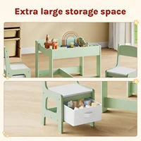WOLTU Table pour enfants avec 2 chaises, plateau de table réversible, ensemble de meubles pour enfants avec espace de rangement pour salle de jeux, pépinière 5