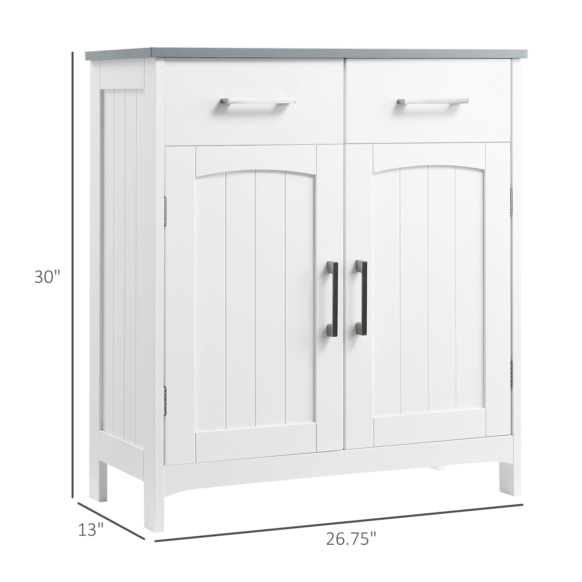 Kleankin Bathroom Floor Cabinet, Freestanding Linen Cabinet, Storage Cabinet with 2 Drawers, Double Doors, Adjustable Shelf 3