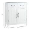 Kleankin Bathroom Floor Cabinet, Freestanding Linen Cabinet, Storage Cabinet with 2 Drawers, Double Doors, Adjustable Shelf 3