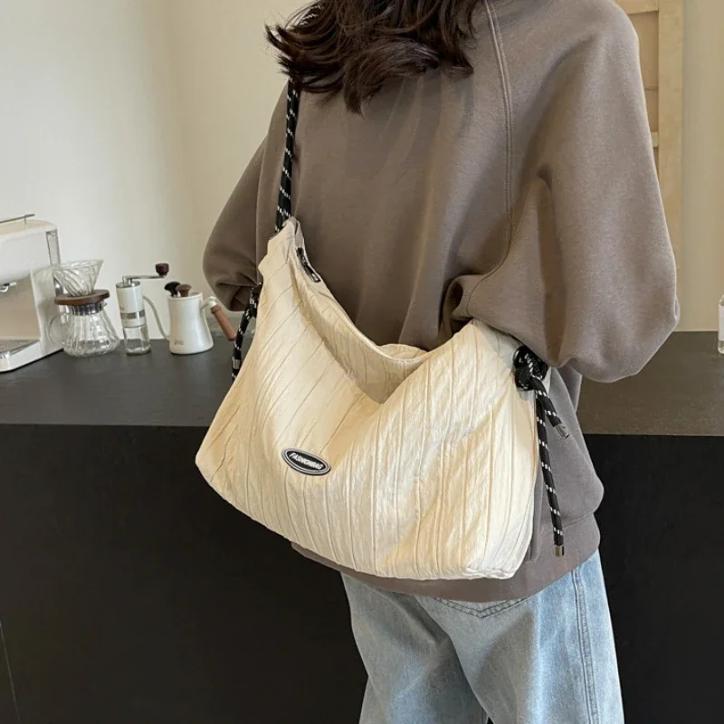 여성용 캐주얼 부드러운 표면 나일론 천 가방, 인기있는 메신저 백, 웨스턴 슬 올매치 숄더 언더암 백, 2024 신상