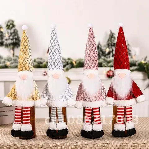 

Christmas Gnome Faceless Doll Wine Bottle Cover Merry Home Decoration Cristmas Ornament Navidad Noel New Year 2022