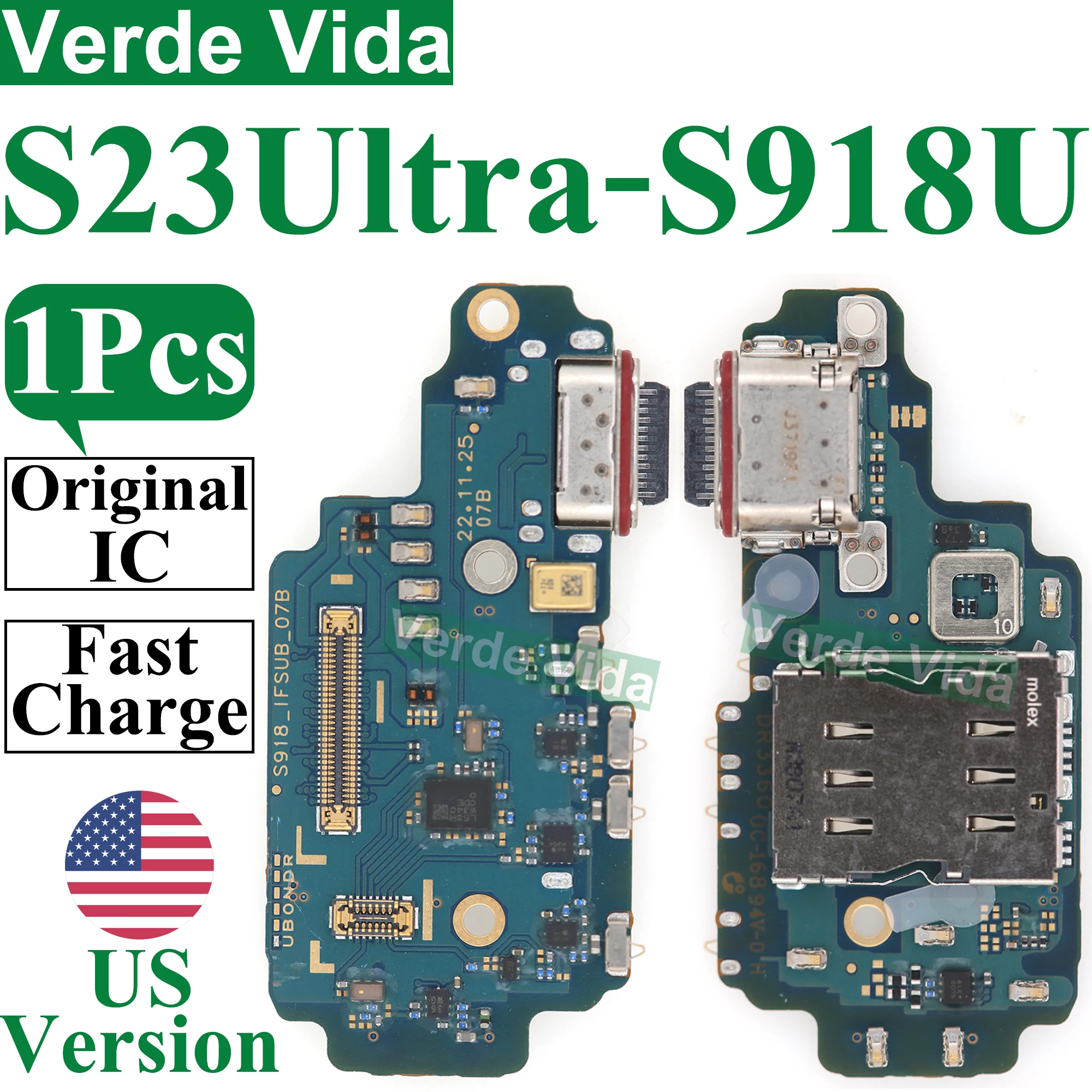 USB شحن ميناء مجلس النسخة الأمريكية حوض موصل الكابلات المرنة لسامسونج S928U S918U S908U S906U S23 S24 الترا S22 زائد S21 FE