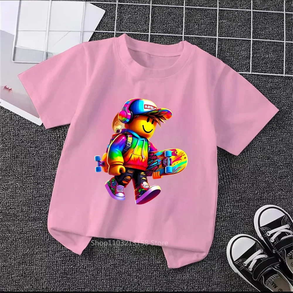 Summertime Styles for Boys and Girls Brand New Robloxing Cartoons Soft Luxurious Fabrics for Stylish Kid's Clothing 4