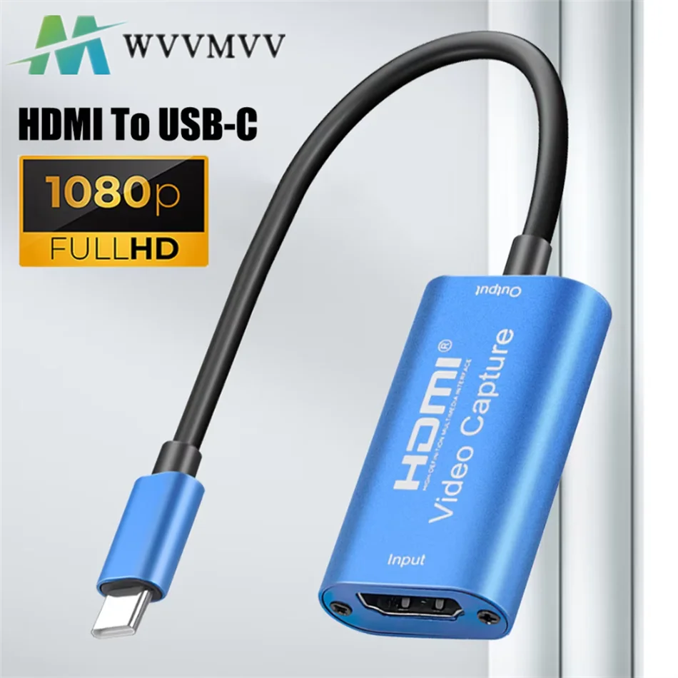 USB 3.0 HD Video Capture Card - 1080P HDMI-Compatible with Type C & Micro USB for Live Broadcast and Recording