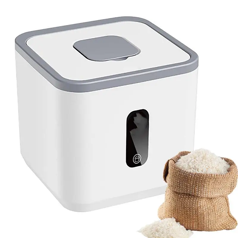 

Rice Dispenser Rice Storage Container With Measuring Cup Airtight Cereal Dry Food Flour Bin Pet Dog Cat Food Dispenser Kitchen