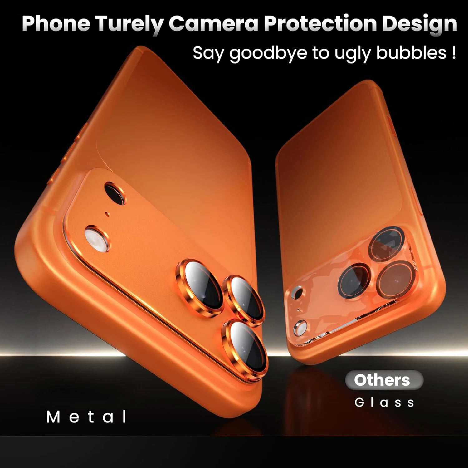 Cosmic Orange Metal Tempered Glass Camera Lens Protector Cover