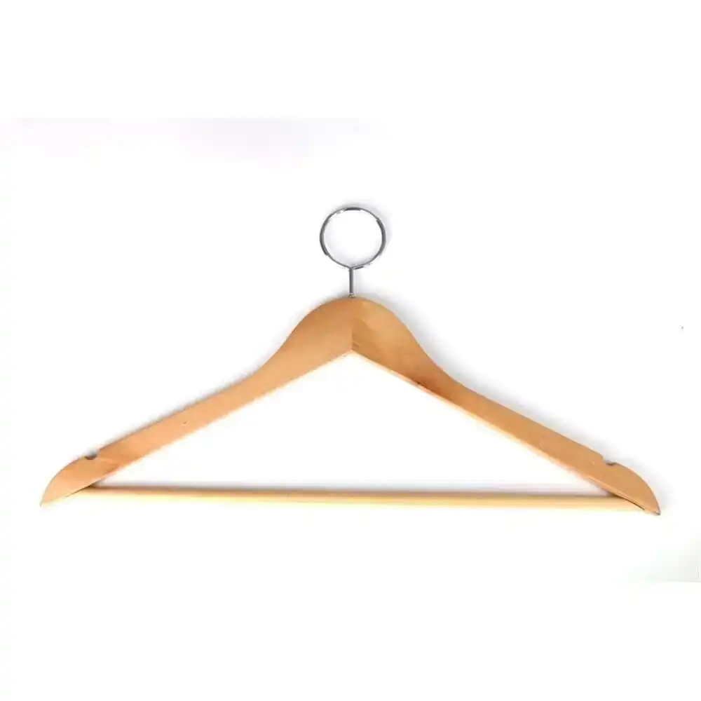 5Pcs Hotels Anti-theft Coat Wooden Hangers Enclosed Hook Ring Windbreaker Clothing Hanging Wooden Racks