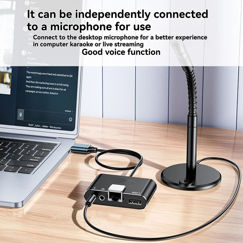 (A75T) USB 4-in-1 다기능 확장기 USB 이더넷 어댑터 USB 네트워크 카드 - USB RJ45 LAN USB - 3.5인치 오디오/사운드 카드