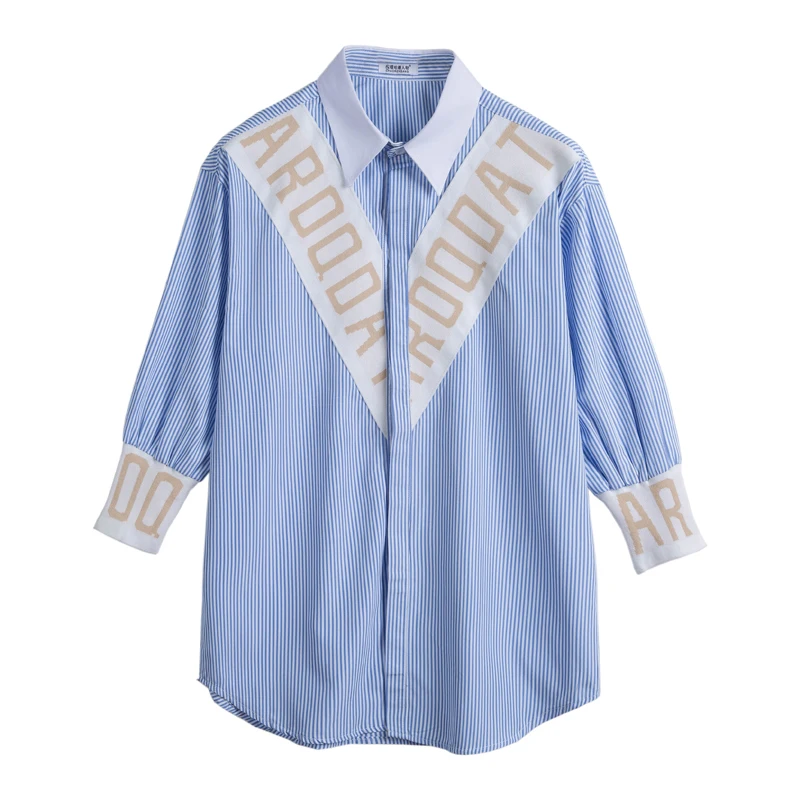 Men Summer 3/4 Sleeve Stripe Shirts Patchwork Contrast Color Spliced Elegant Handsome Tops Plus Size Design Party Fromal Blouse