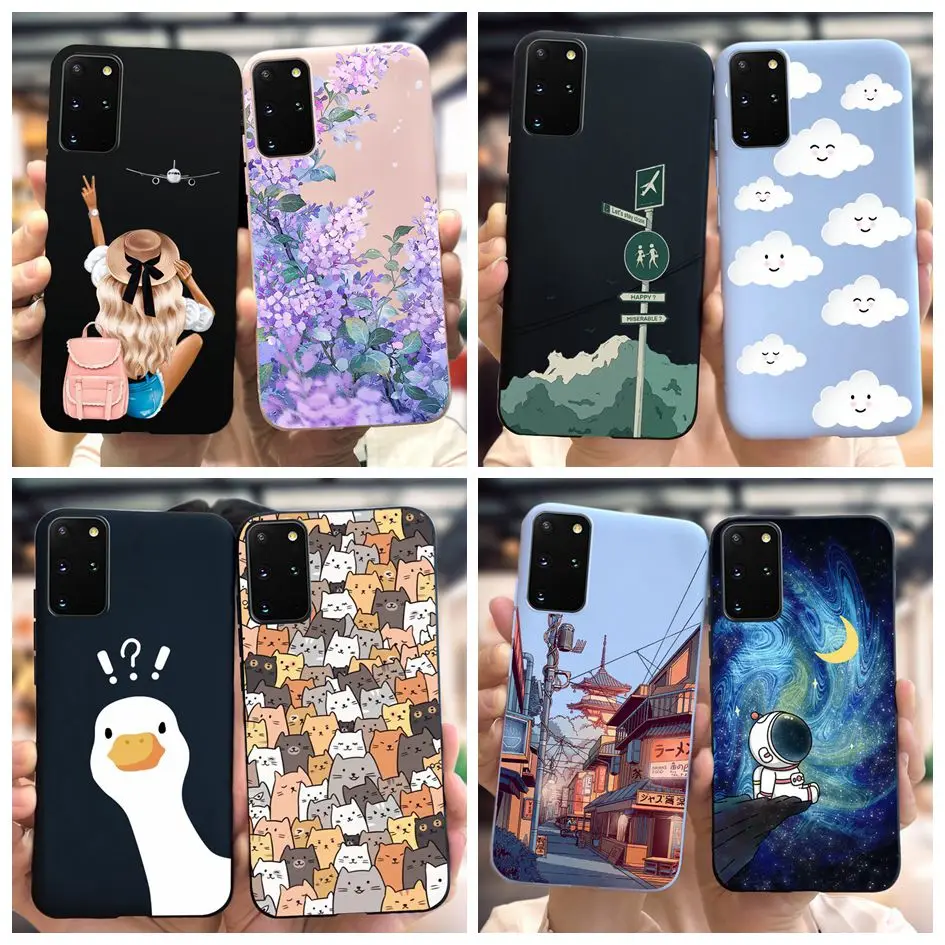 Чехол для Samsung Galaxy S20 Plus, задняя крышка из искусственного силикона, милый мультяшный астронавт, мягкий чехол для Samsung S20 S20 + искусственная кожа, Обложка