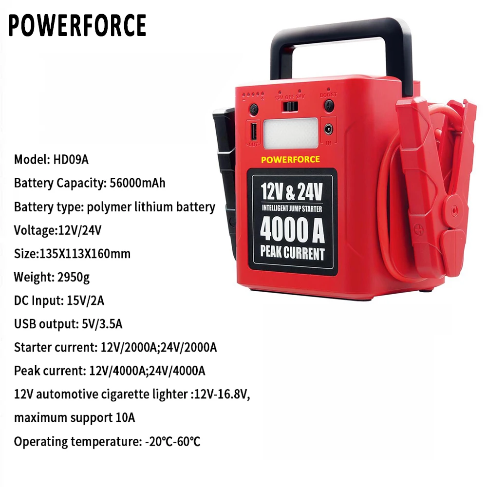 4000A Potente Avviatore Di Emergenza Batteria Di Emergenza Automatica 12V/24V Dc-Dc Booster Power Bank Portatile 56000Mah Start-Up Auto Spedizione Gra