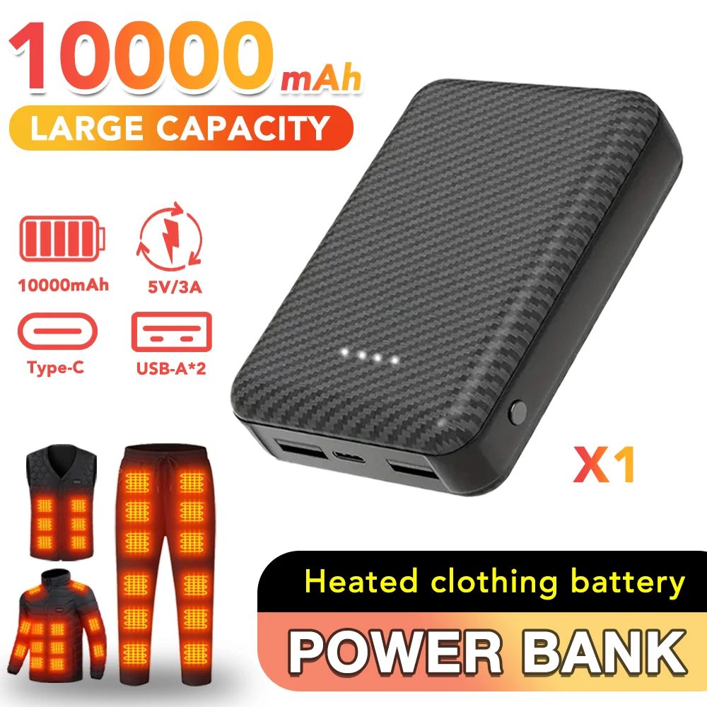 Power Bank 10000 MAh Per Abbigliamento Riscaldato – Sottile E Leggero, Ricarica Veloce USB C 5V/2A, Batteria Portatile OKZU