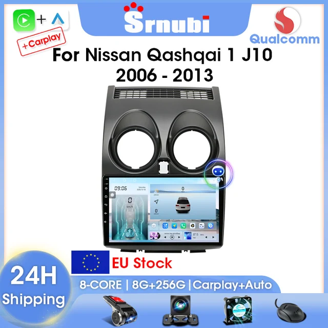 Srnubi unité centrale Android 9 pouces pour Nissan Qashqai 1 J10 2006-2013 Android auto Radio stéréo lecteur multimédia GPS Navigation FM 1