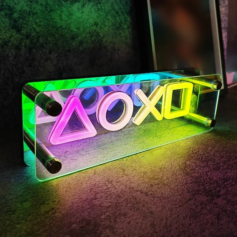 Neon Signs Lights 3D LED Table Lamp Colorful Thousand Layer Mirror Atmosphere Lighting for E-sport,Bedroom,Birthday,Party Decoration