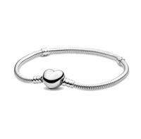 Bracelet classique original en argent pur 925, bloc rond simple, DIY, charmant, pour femmes. Bijoux de mariage DIY pour cadeau de fête 2