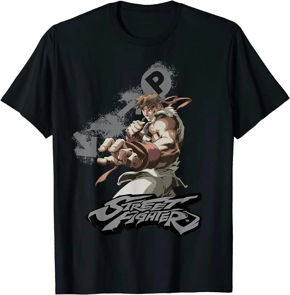 Ryu Portrait Fireball T-Shirt Maniche Lunghe O Corte